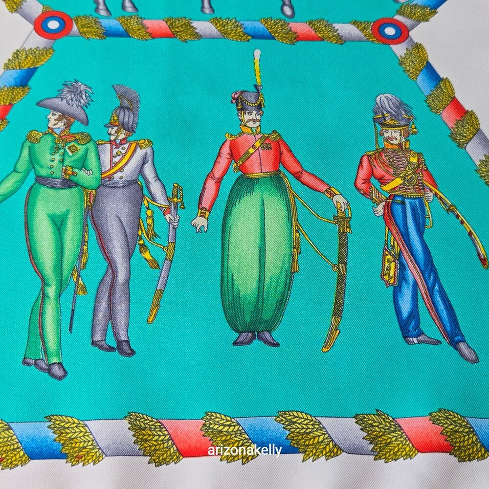 HERMÈS L'Armee Imperiale Russe de 1816 a 1916 Silk Scarf Hand Rolled Twill - Picture 9 of 16